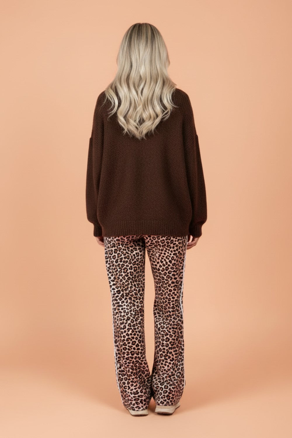 Leopard Side Stripe Wide Leg Pants
