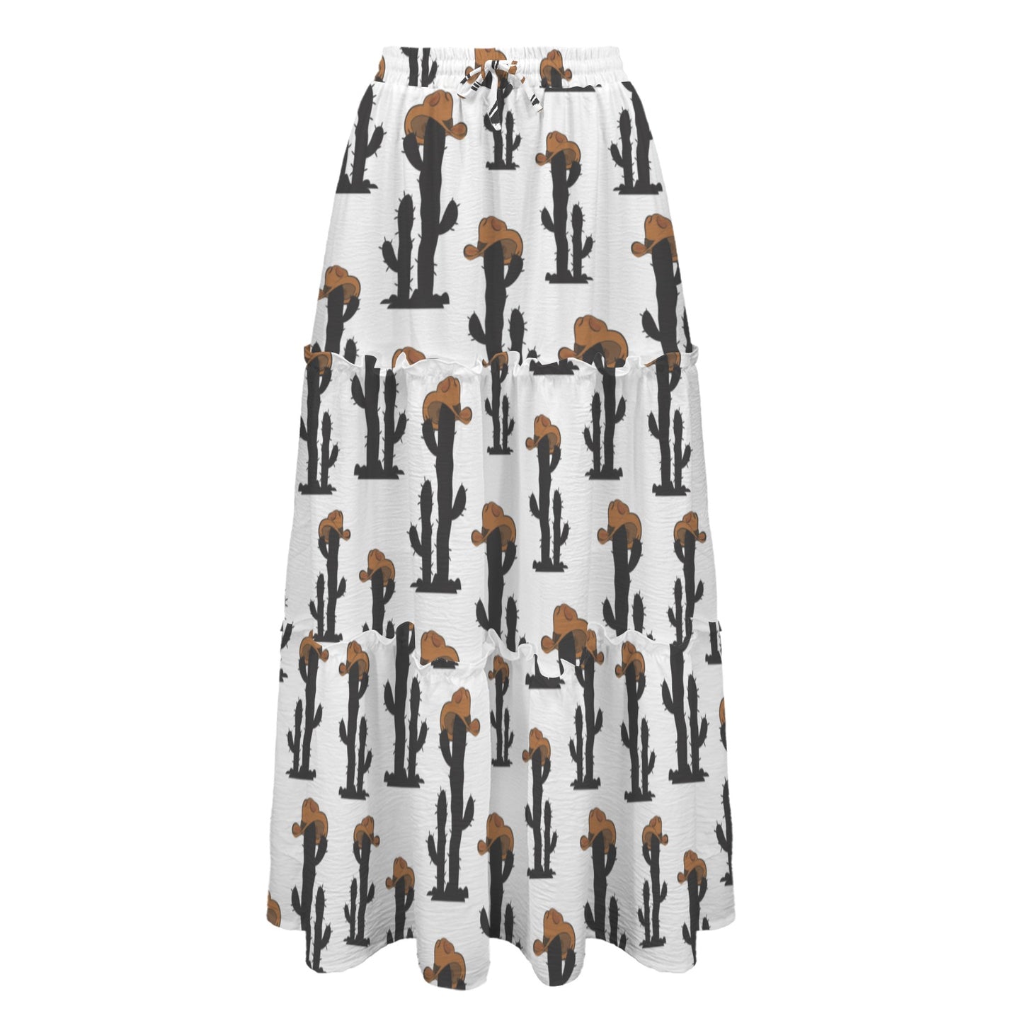 Baha Ranch Western Cactus Tiered Prairie Maxi Skirt