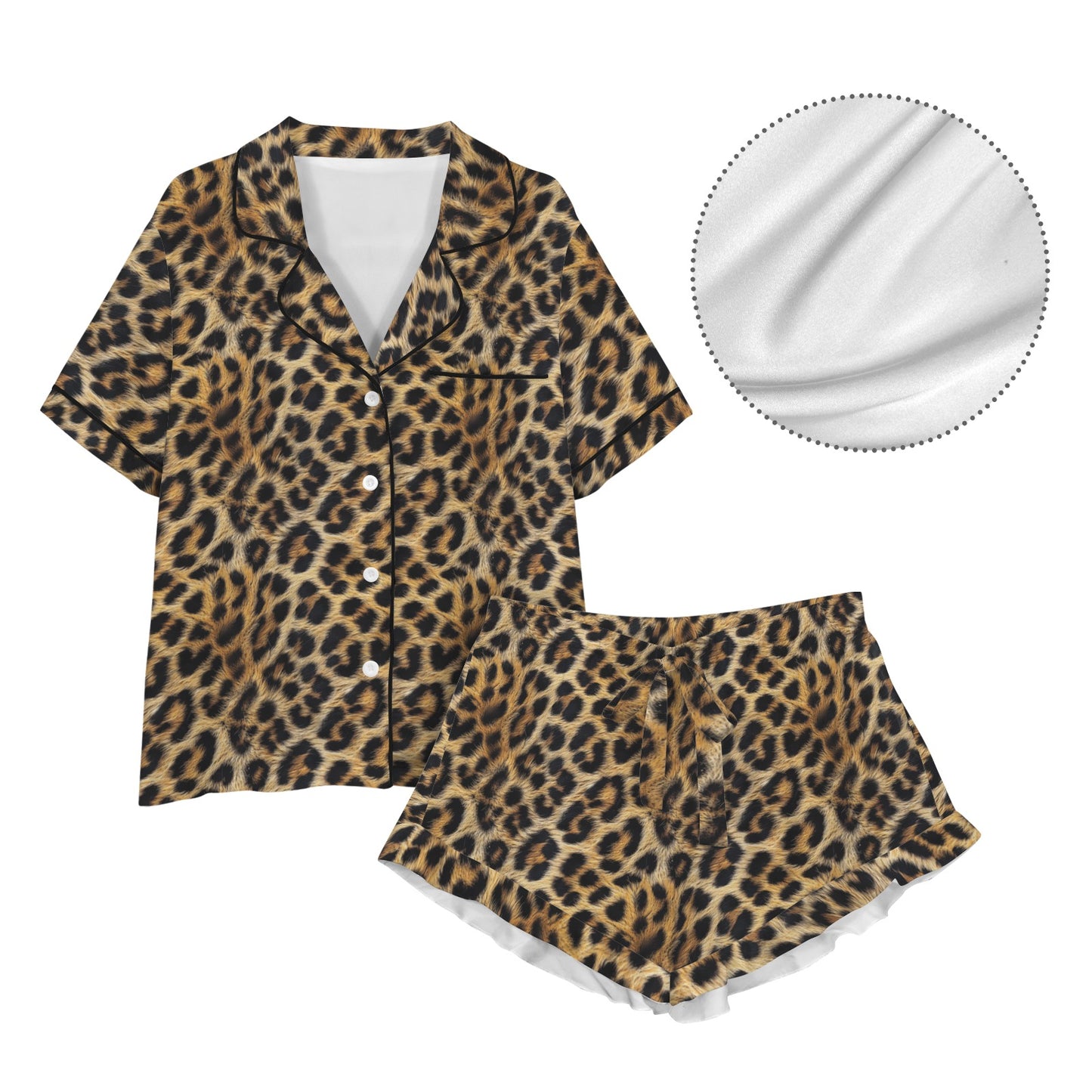 Baha Ranch Retro Pop Western Leopard Cowgirl Satin Pajamas