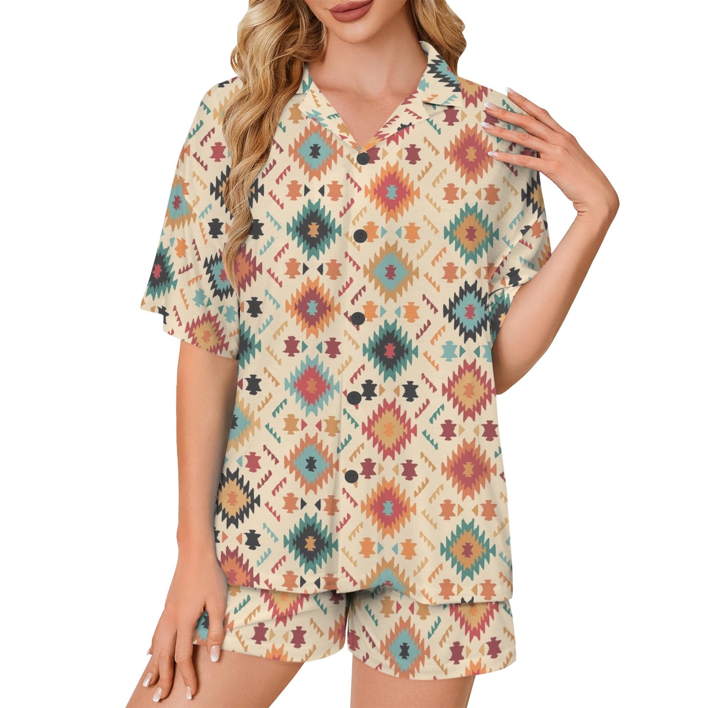 Baha Ranch Cream Aztec Women's Pajama Set Made in America