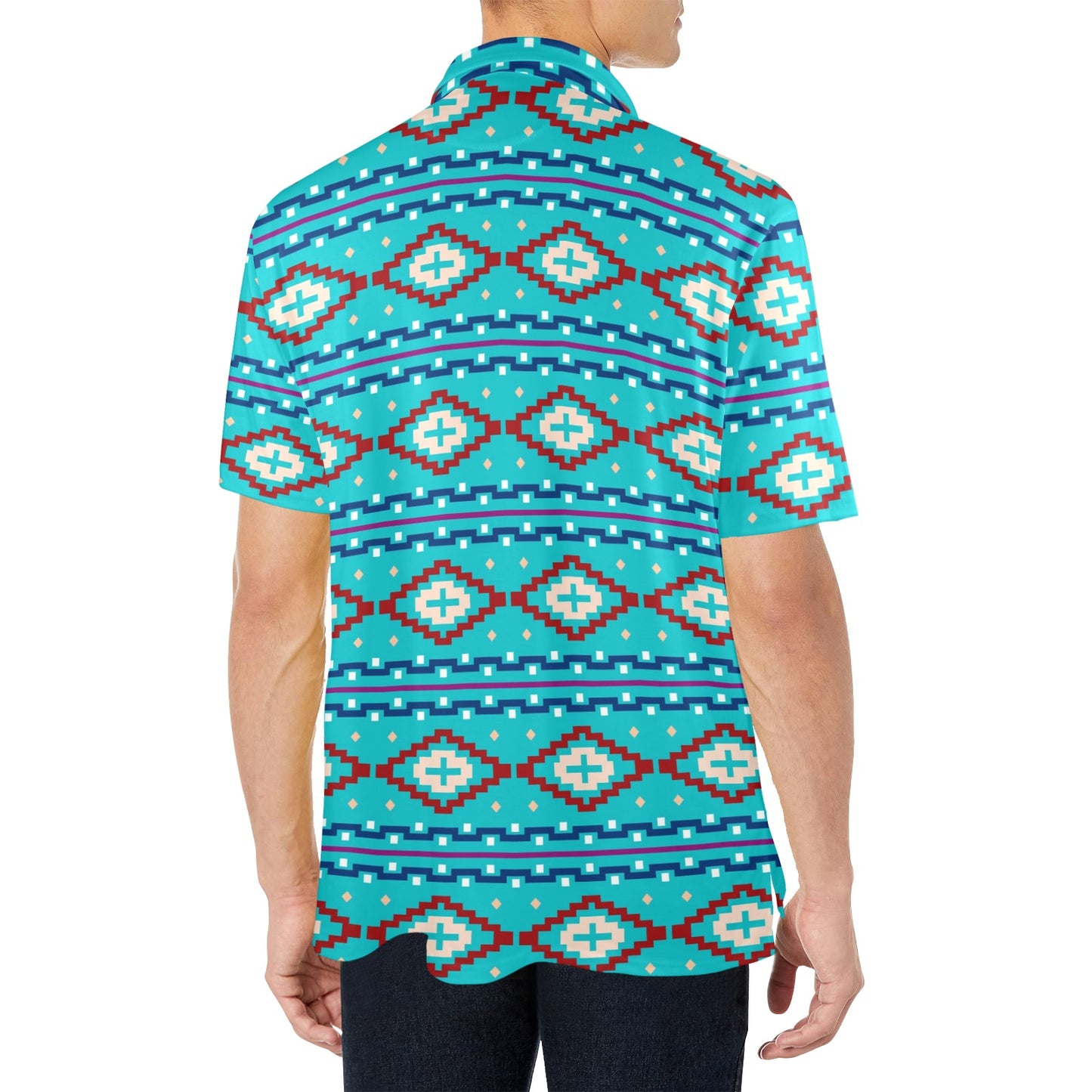 Baha Ranch Turquoise Aztec Polo