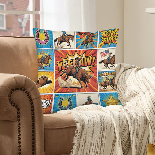 Baha Ranch The Comic Corral Velvety Soft Pillow Cover Made in America