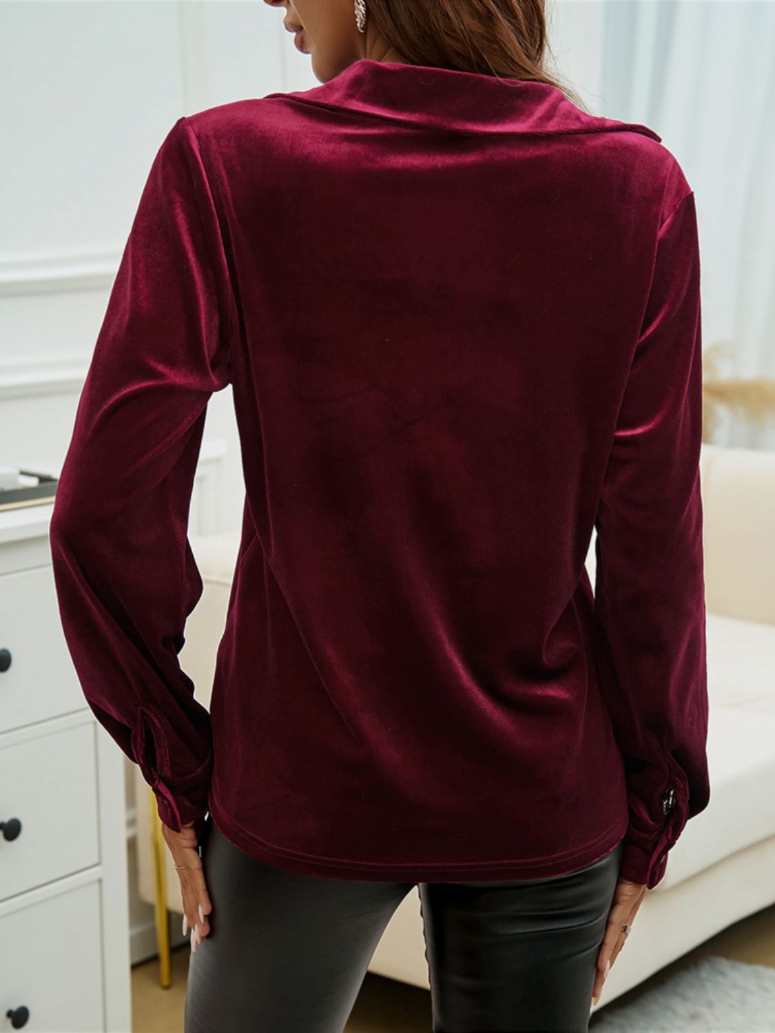 Velvet Long Sleeve Shirt choice of colors