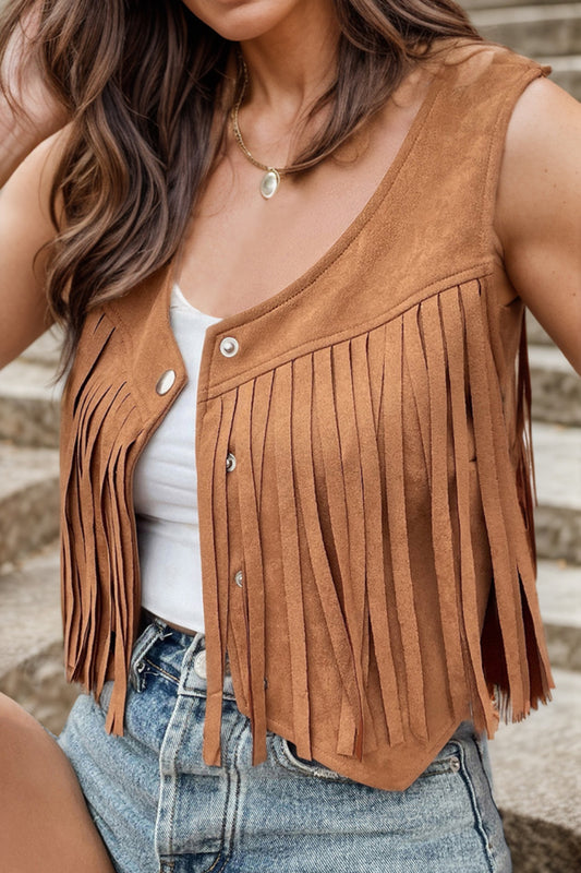 Fringe Snap Down Vest