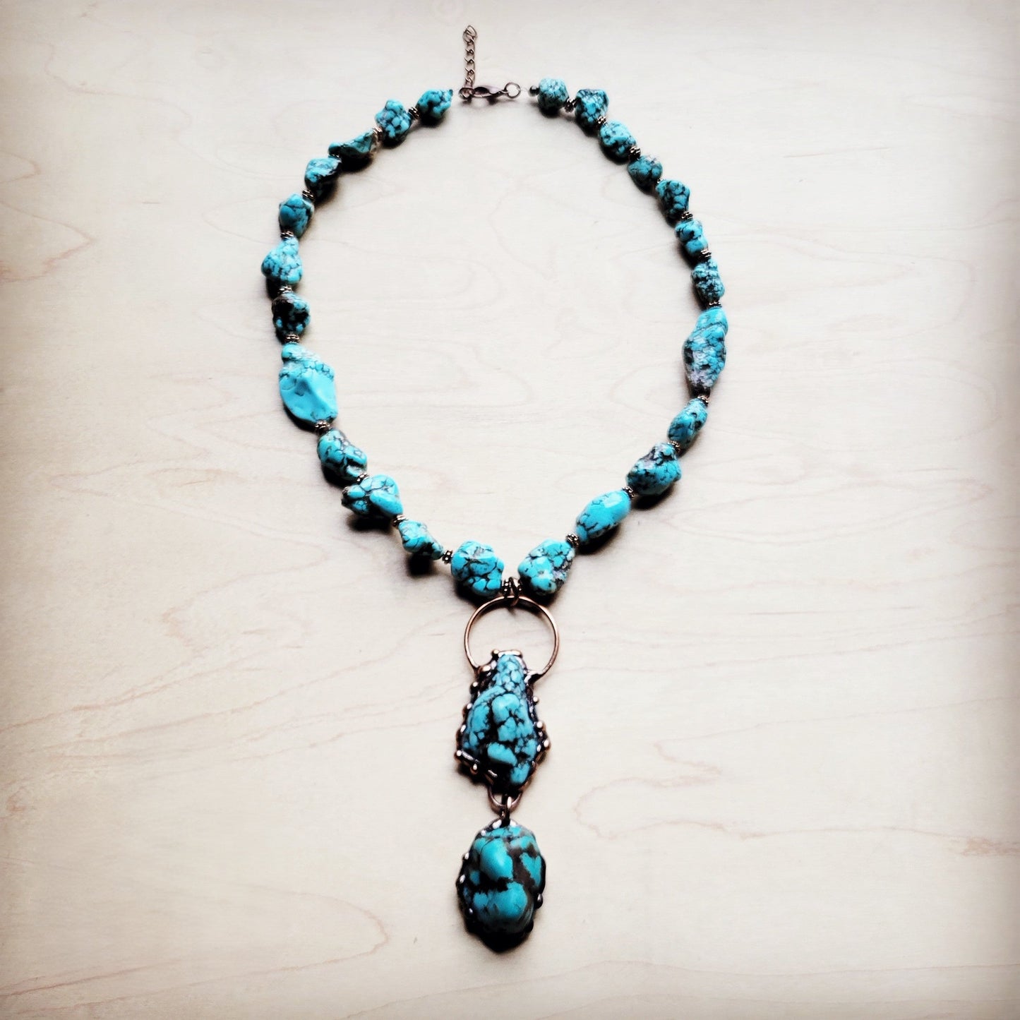 The Jewelry Junkie Blue Turquoise Necklace w/ Soldered Turquoise Pendant 259j