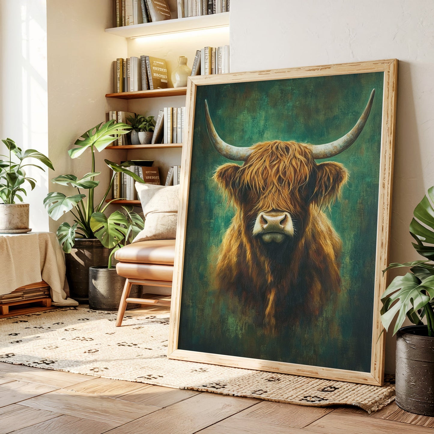 Highland Majesty in Emerald Light Western Farm Cow Ranch Wall Decor