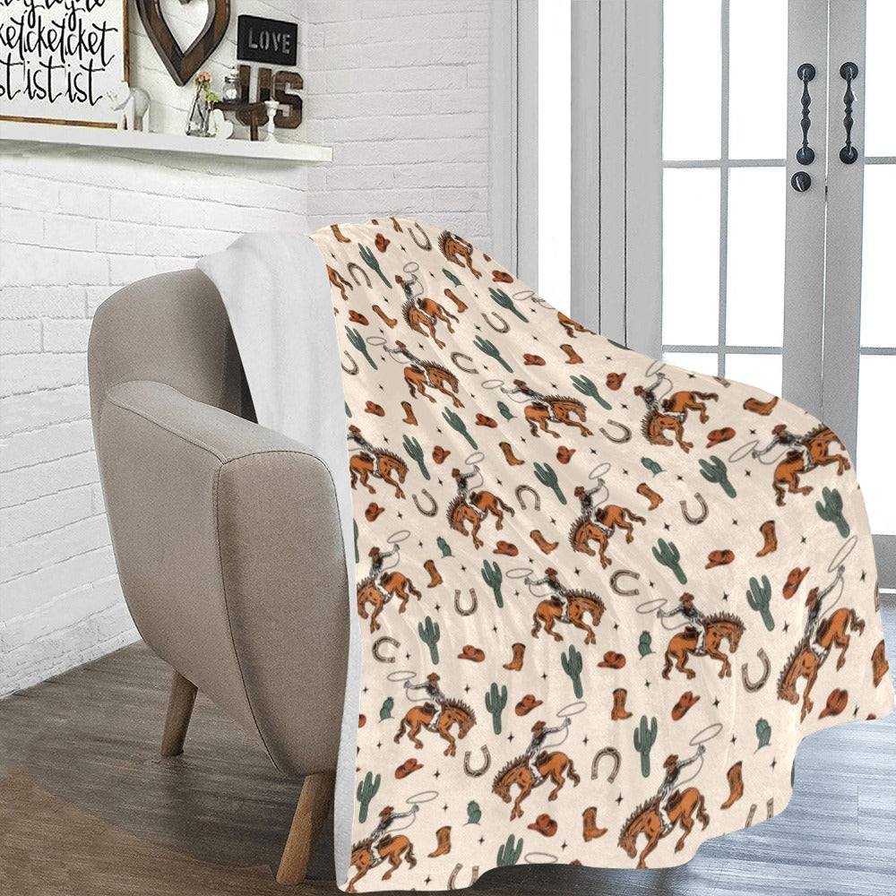 Rodeo Cowboy Throw Blanket Ultra-Soft Micro Fleece Blanket 60" x 80" Made in America