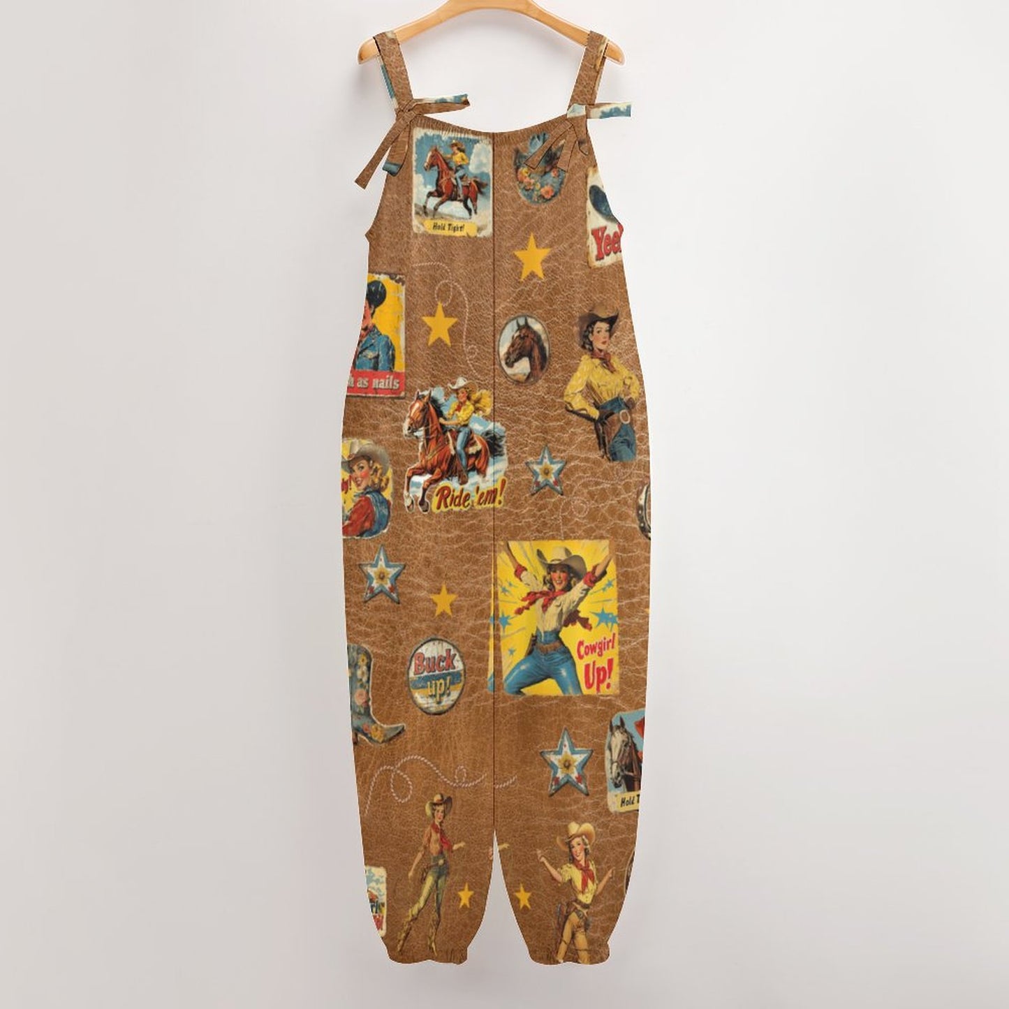 Vintage Cowgirl Collage Relaxed Fit Jumpsuit