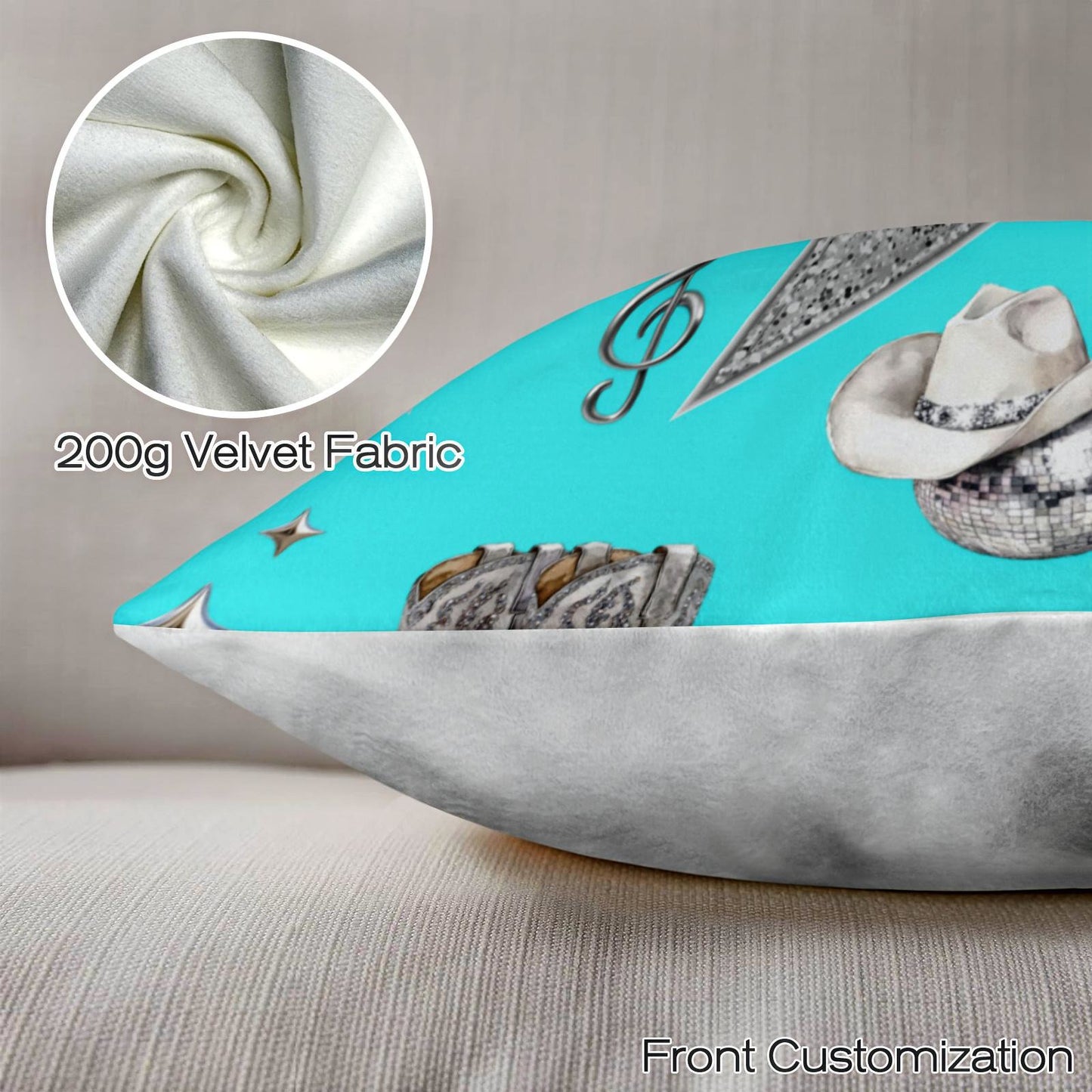 Baha Ranch Turquoise YEEHAW Velvety Soft Pillow Case Made in America