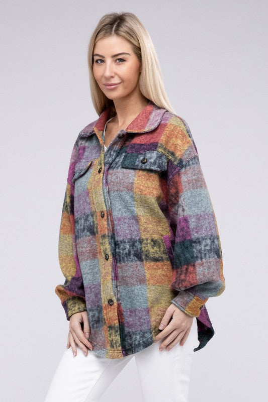 Loose Fit Buttoned Down Check Shirt Jacket Shacket choice of colors