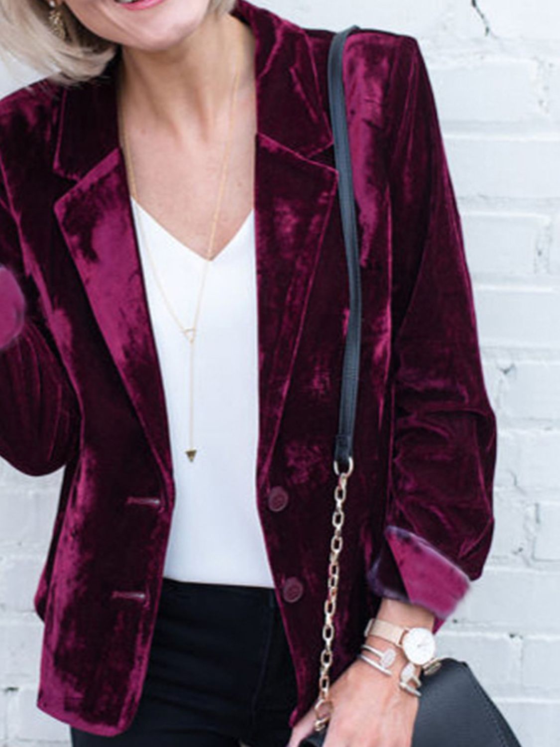 Velvet Button Up Lapel Collar Blazer choice of colors