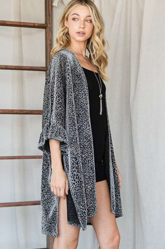 Metallic Leopard Print Kimono Duster Made in USA