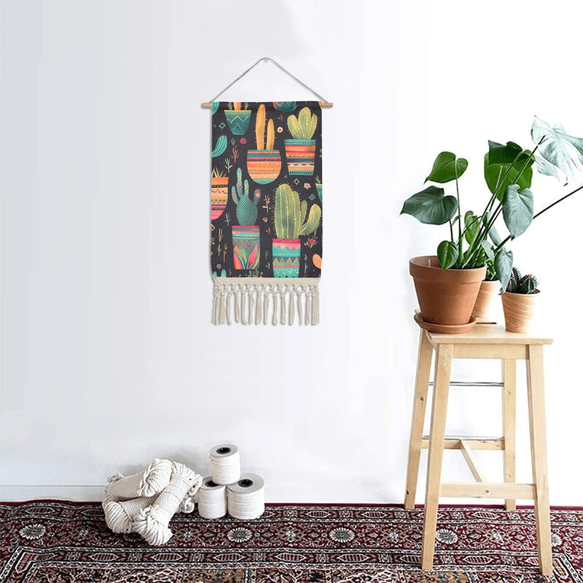 Baha Ranch Cactus Wall Hanging Linen Poster Made in America