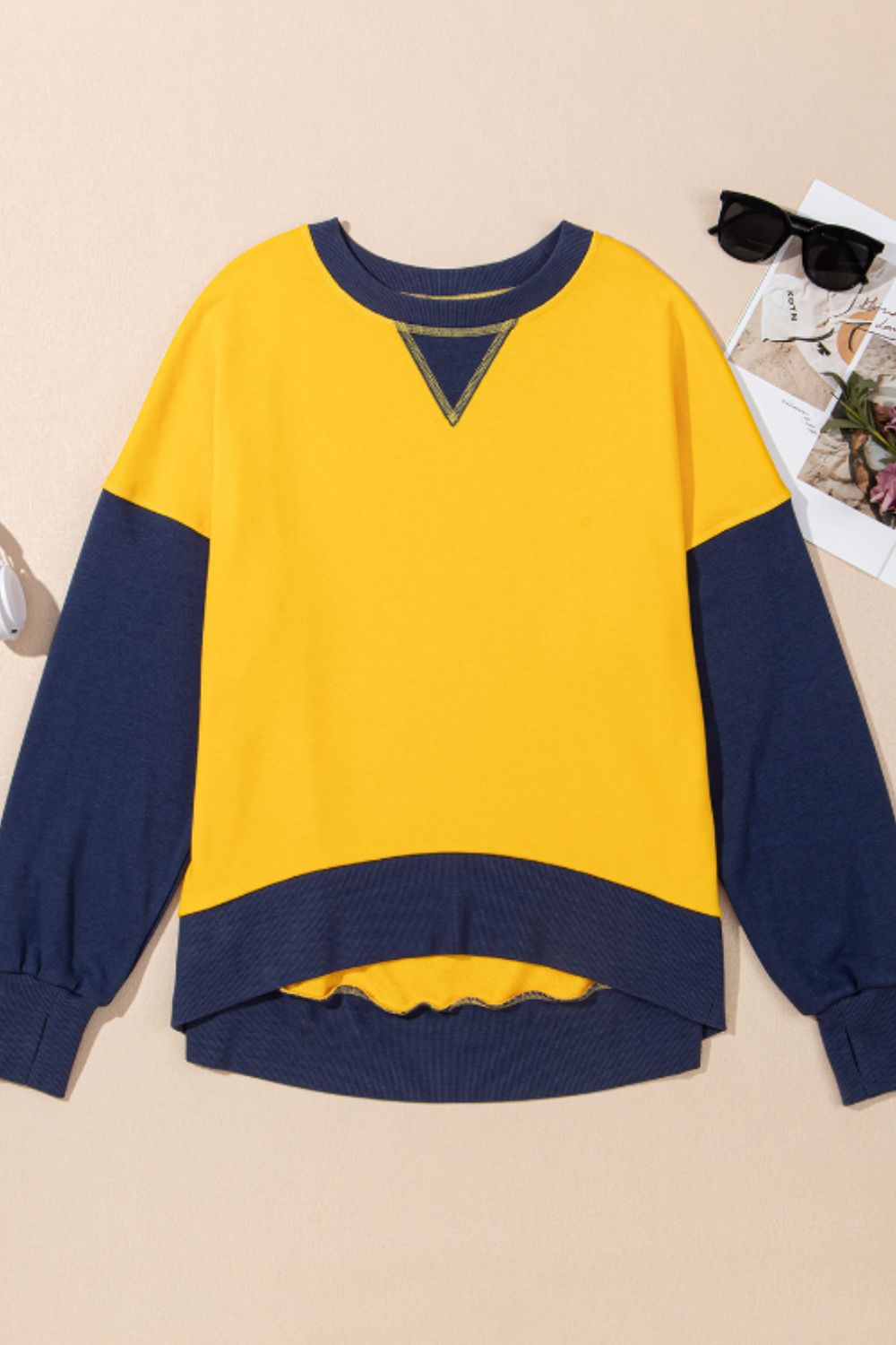 Color Block Round Neck Long Sleeve Sweatshirt choice of colors