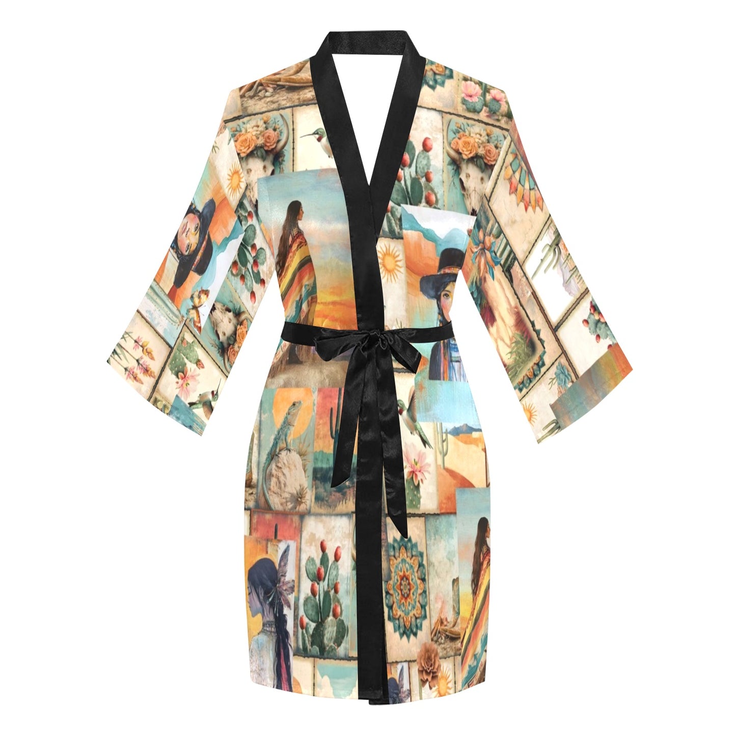 Colores de Mexico Pictures of the Southwest Satin Kimono Sleeve Robe