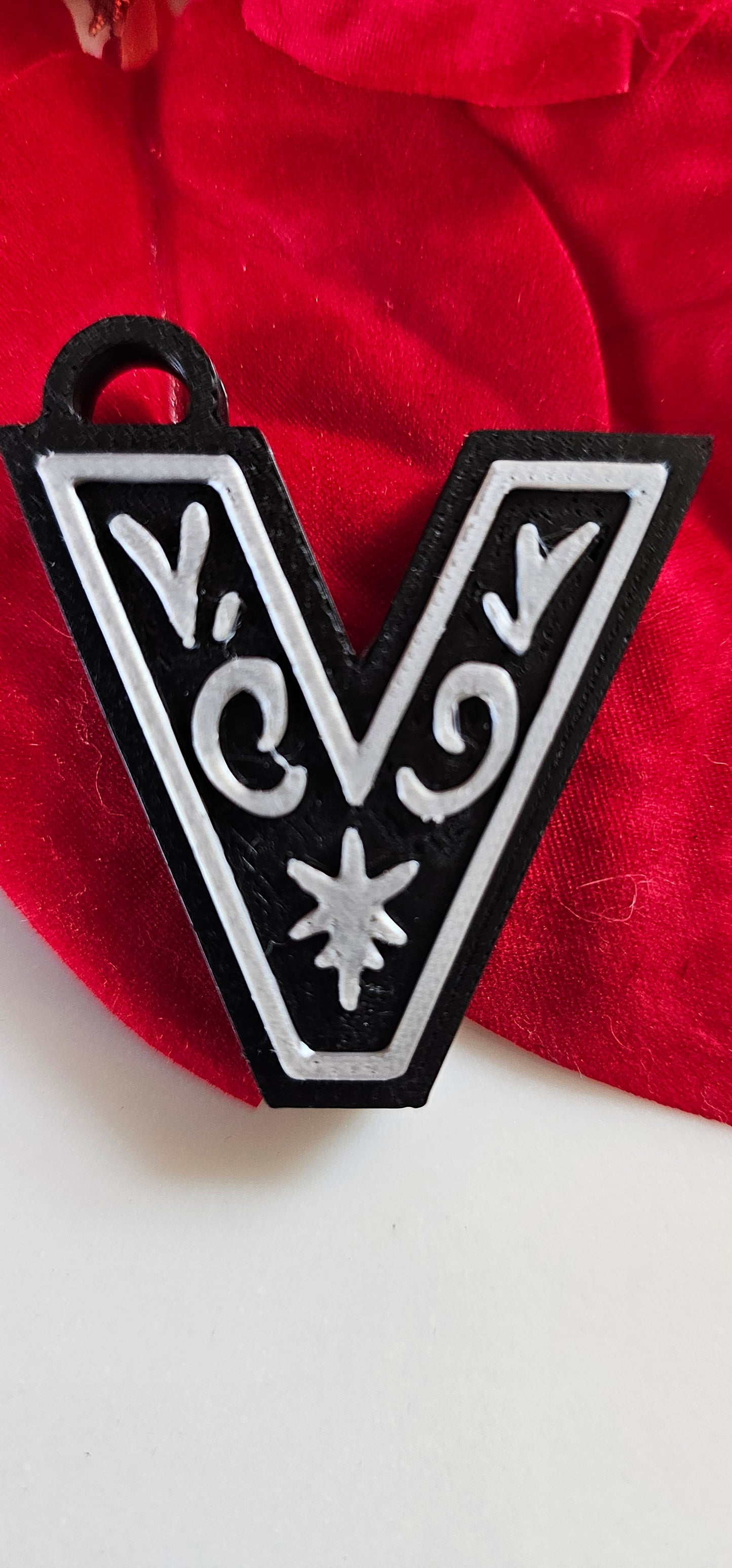 3D Print Tooled Leather Look Initial Fringe Keychain Purse Charm Choice of Colors