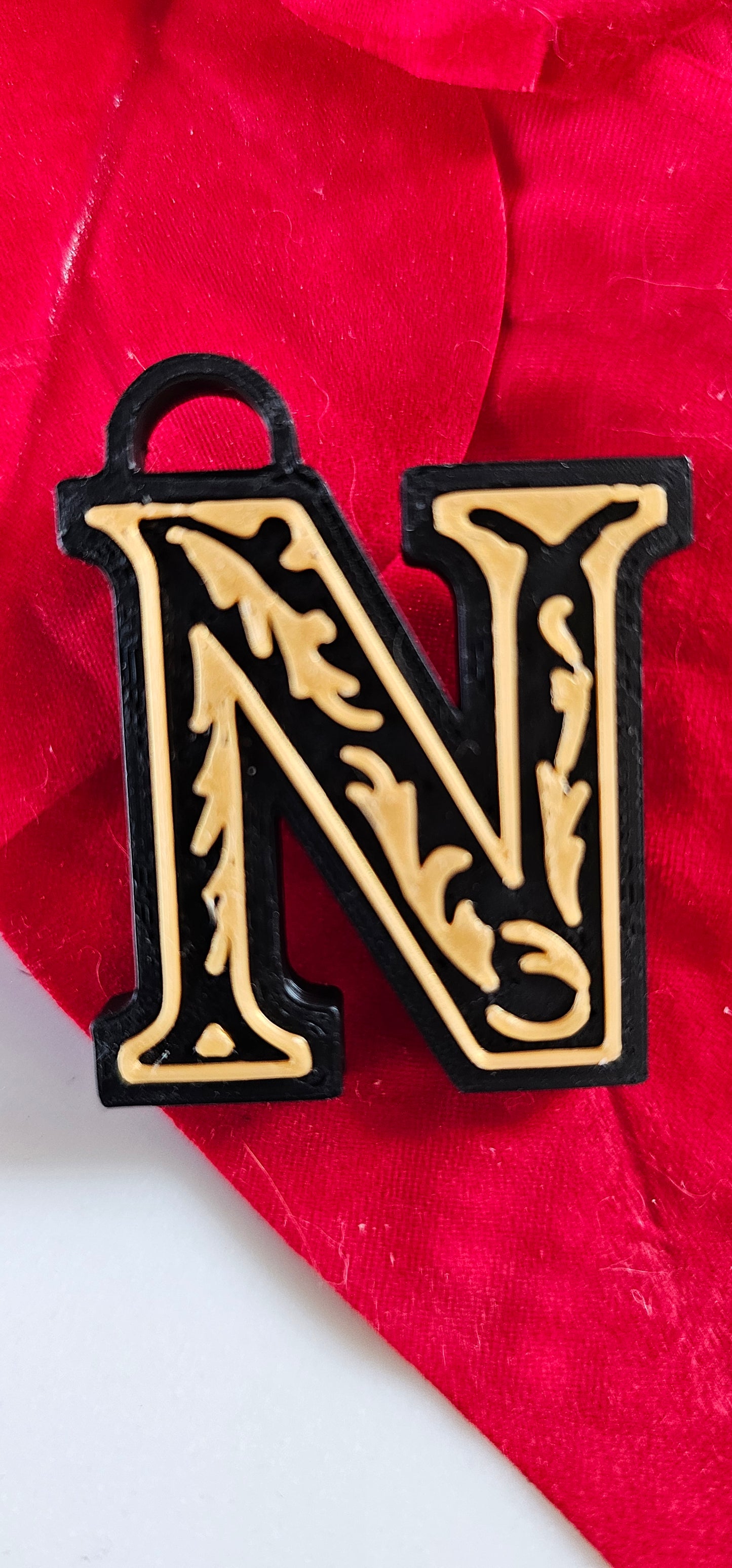 3D Print Tooled Leather Look Initial Fringe Keychain Purse Charm Choice of Colors