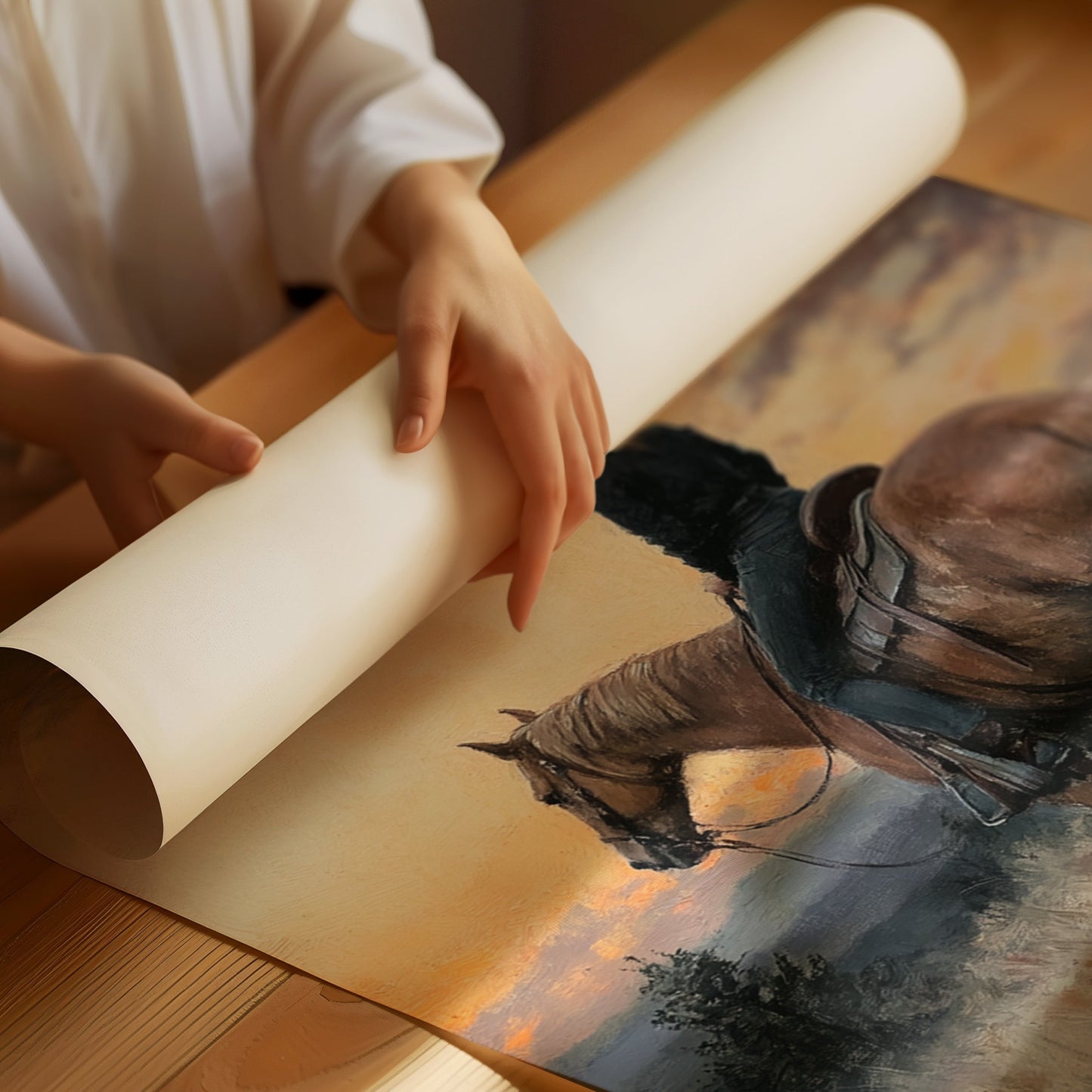 Evening Watch – Cowgirl and Horse at Sunset