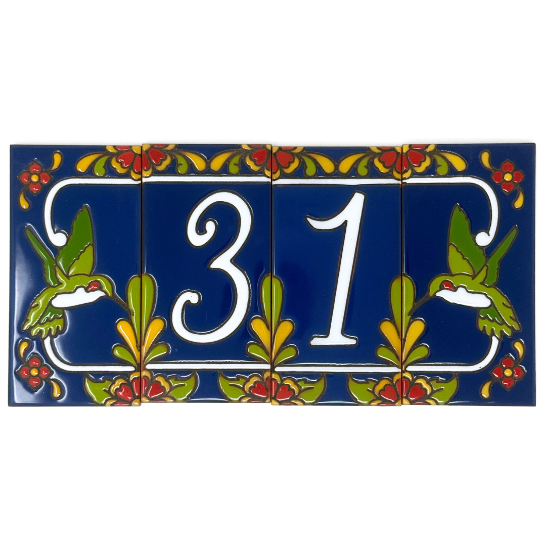 Blue Talavera Hummingbird End Cap Tile
