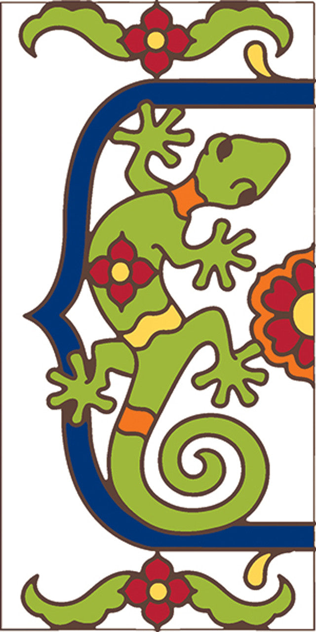 White Talavera Gecko End Cap Tile