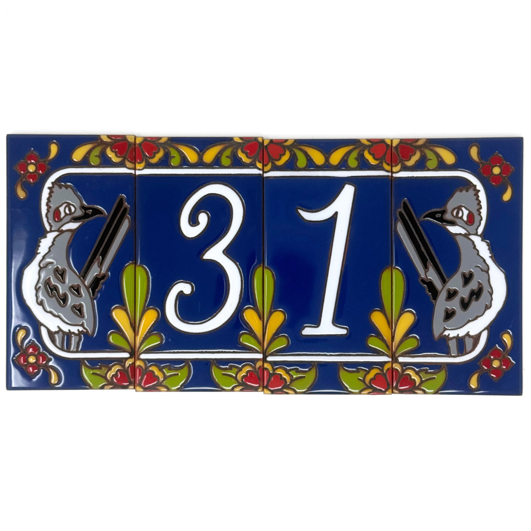 Blue Talavera Roadrunner End Cap Tile