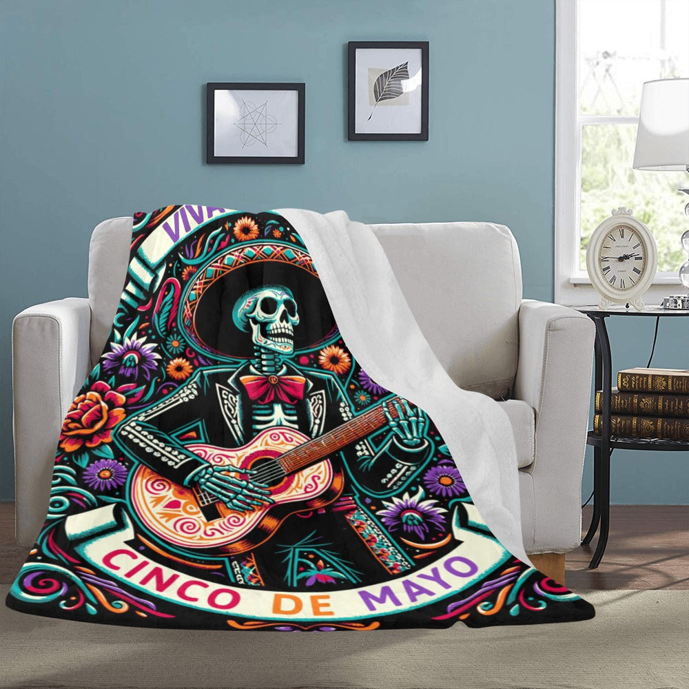 Cinco De Mayo Dia de los Muertes Throw Blanket Ultra-Soft Micro Fleece Blanket 60" x 80" Made in America