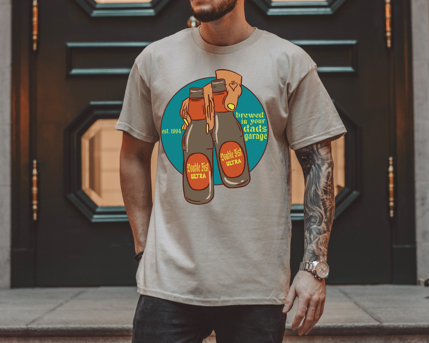 Mens Double Fists Graphic Tee