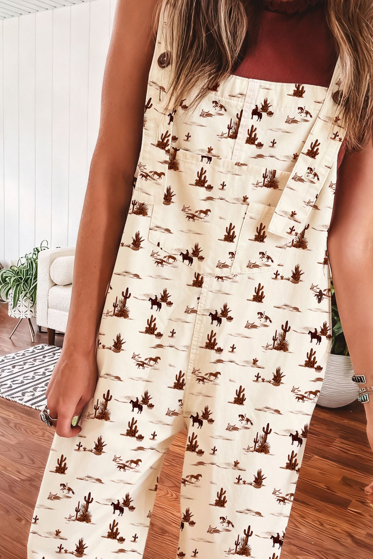 Western Adjustable Buttoned Strap Dungaree Jumpsuit