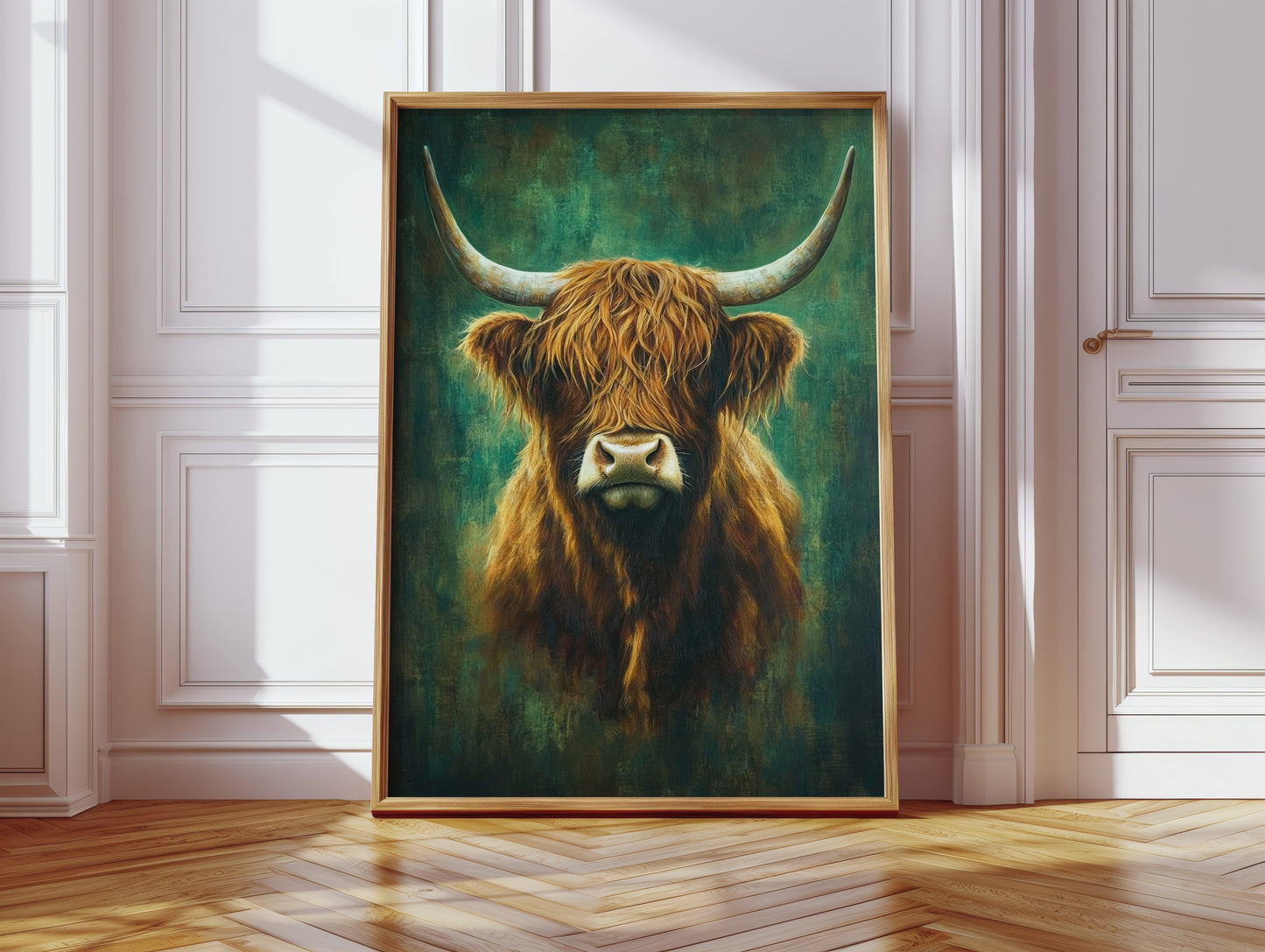 Highland Majesty in Emerald Light Western Farm Cow Ranch Wall Decor