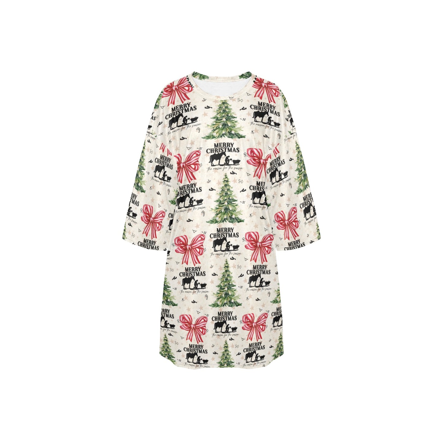 Praying Cowboy Christmas Cowgirl Oversized Sleep Shirt