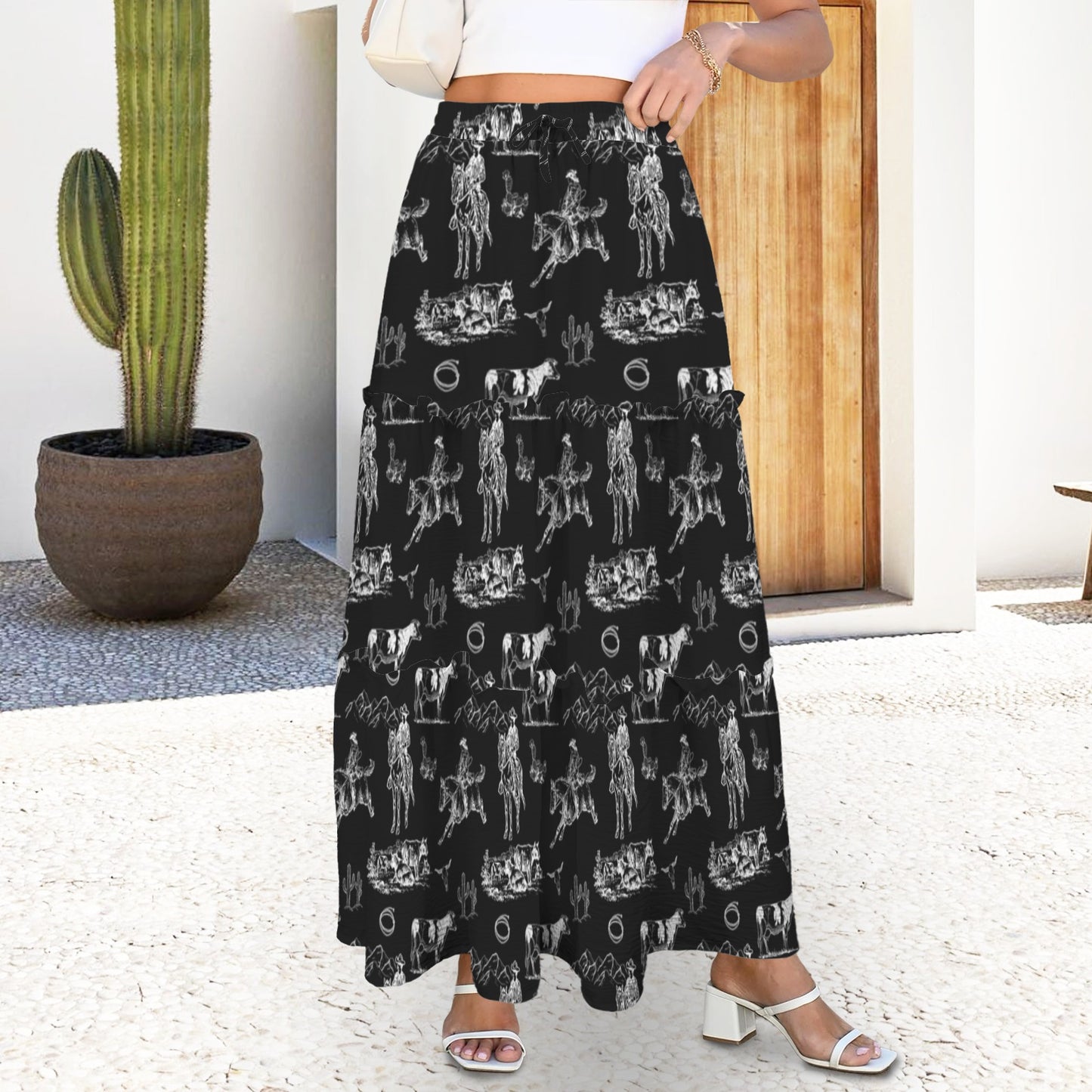 Baha Ranch Ranch Life Western Tiered Prairie Maxi Skirt
