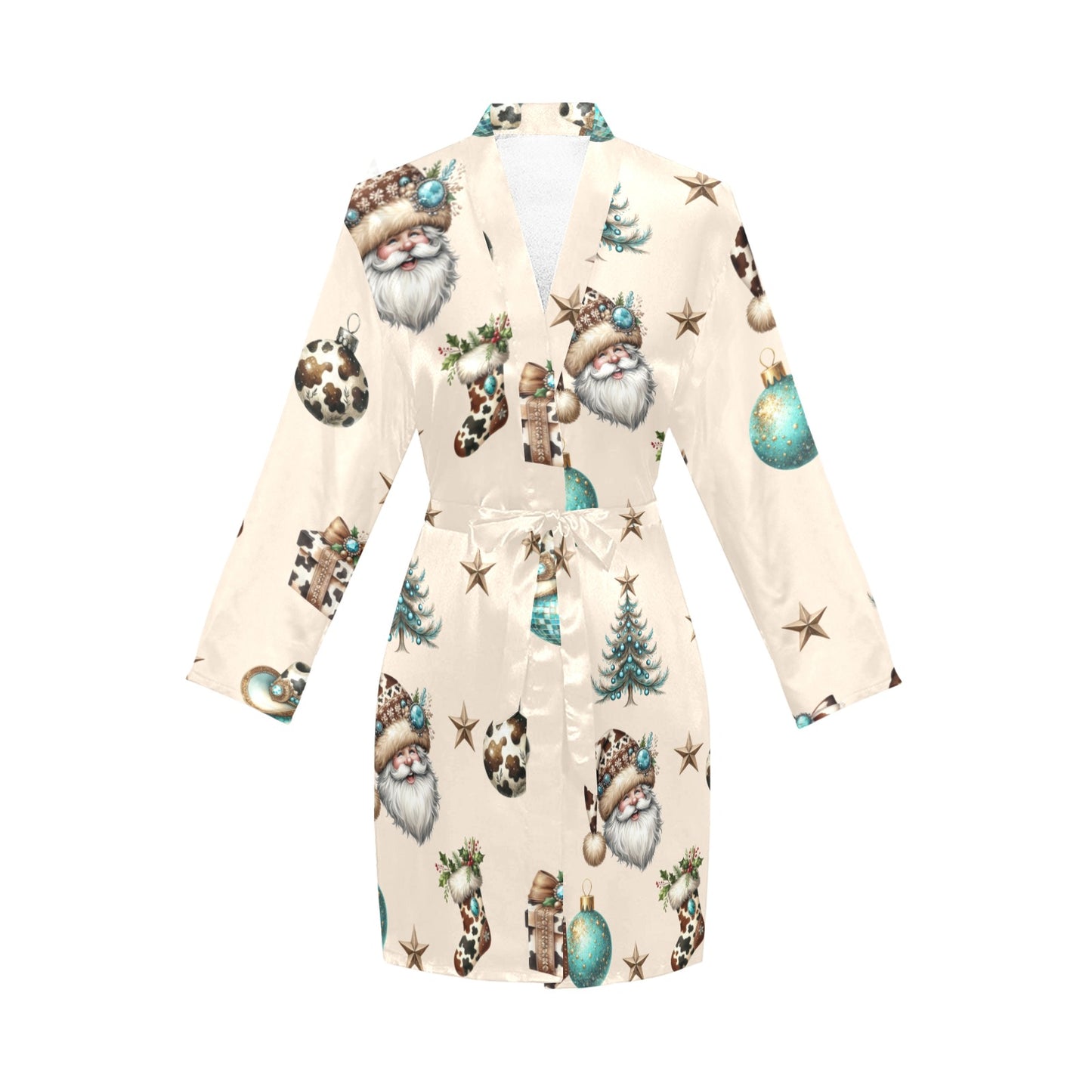 Baha Ranch Country Cow Print Christmas Western Cowgirl Satin Robe