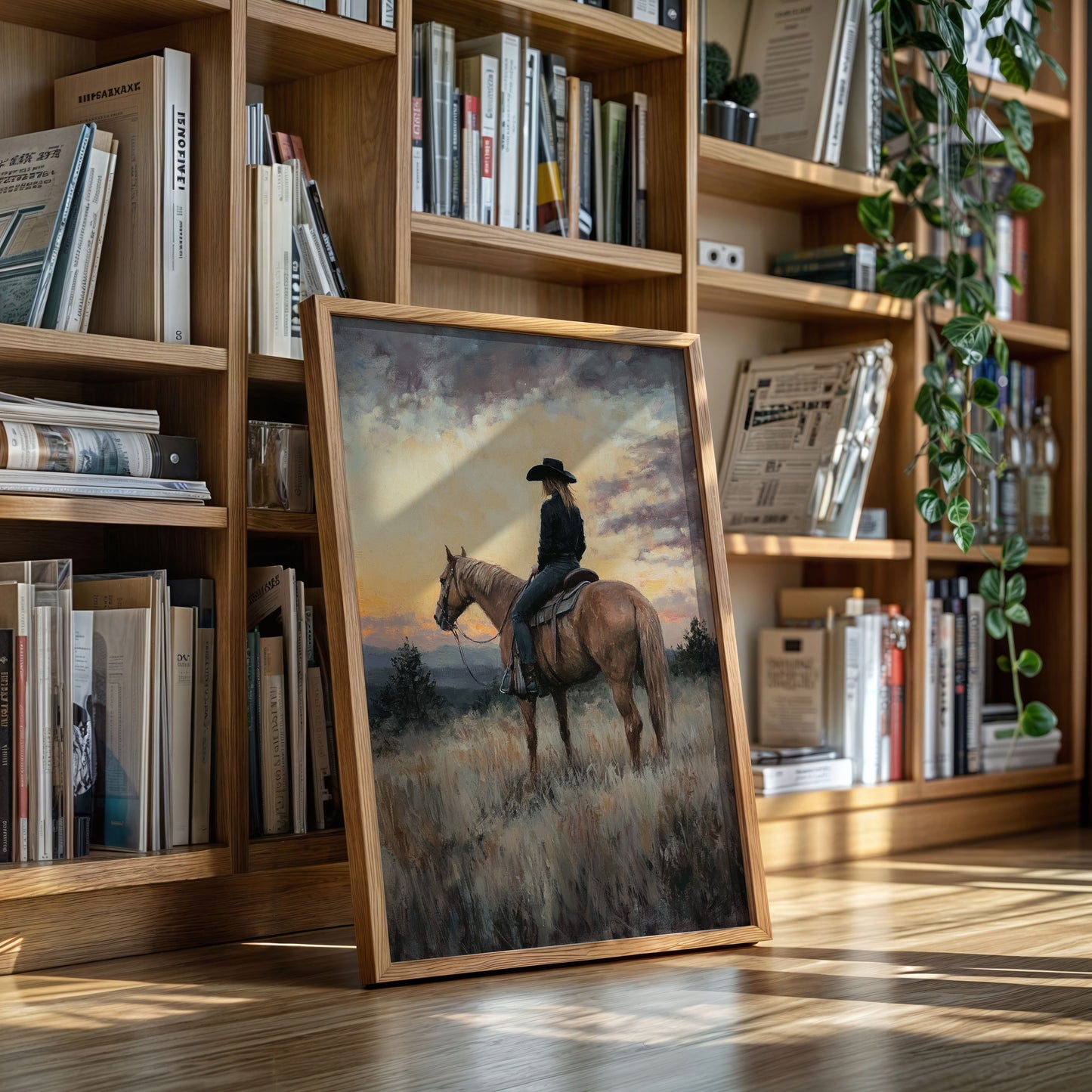 Evening Watch – Cowgirl and Horse at Sunset