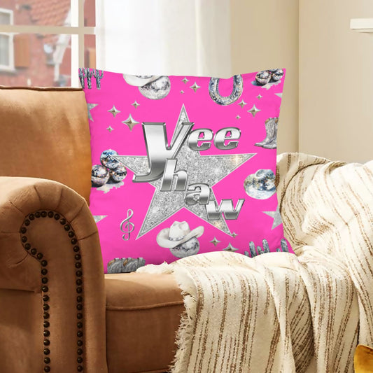 Baha Ranch Pink YEEHAW Velvety Soft Pillow Case Made in America
