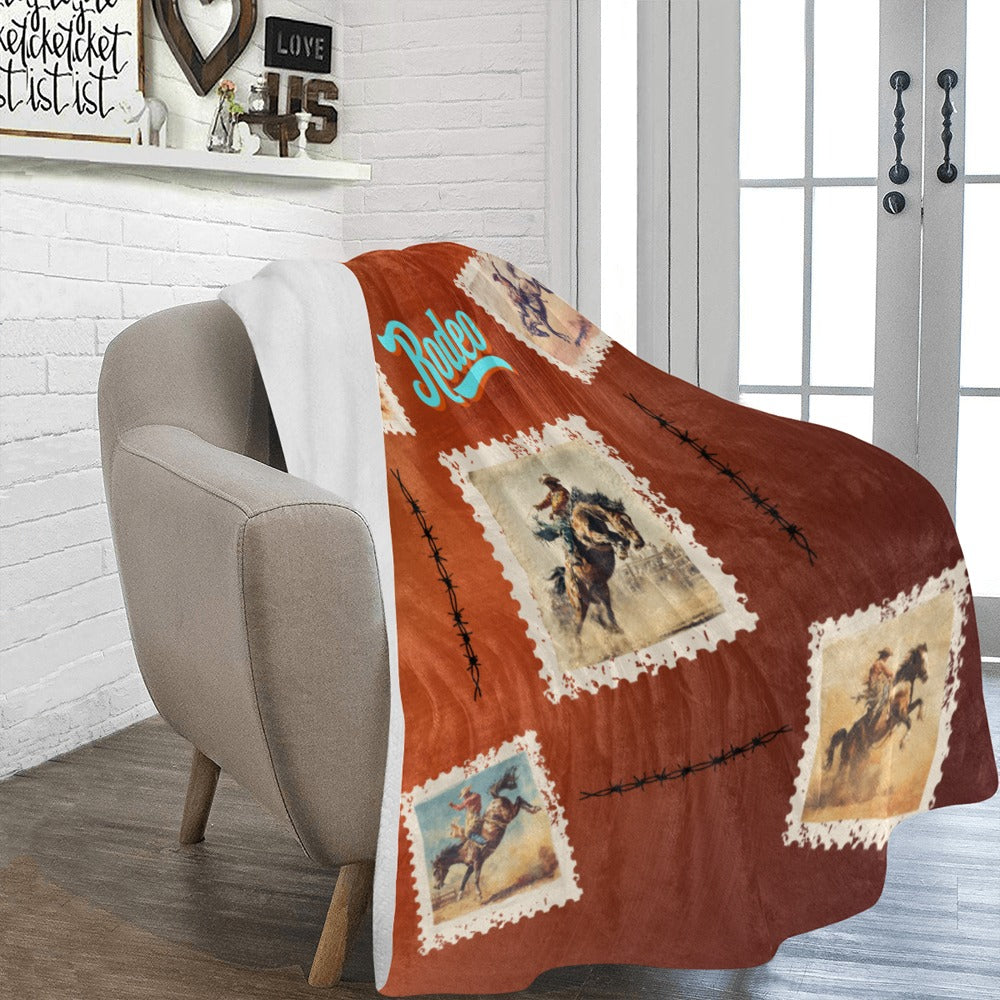 Old Rodeo Western Throw Blanket 60" x 80" Ultra Soft Made in America