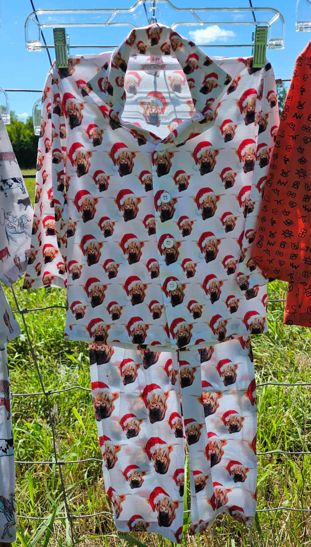 Highland Christmas Cow Boy's Western Pajama Set