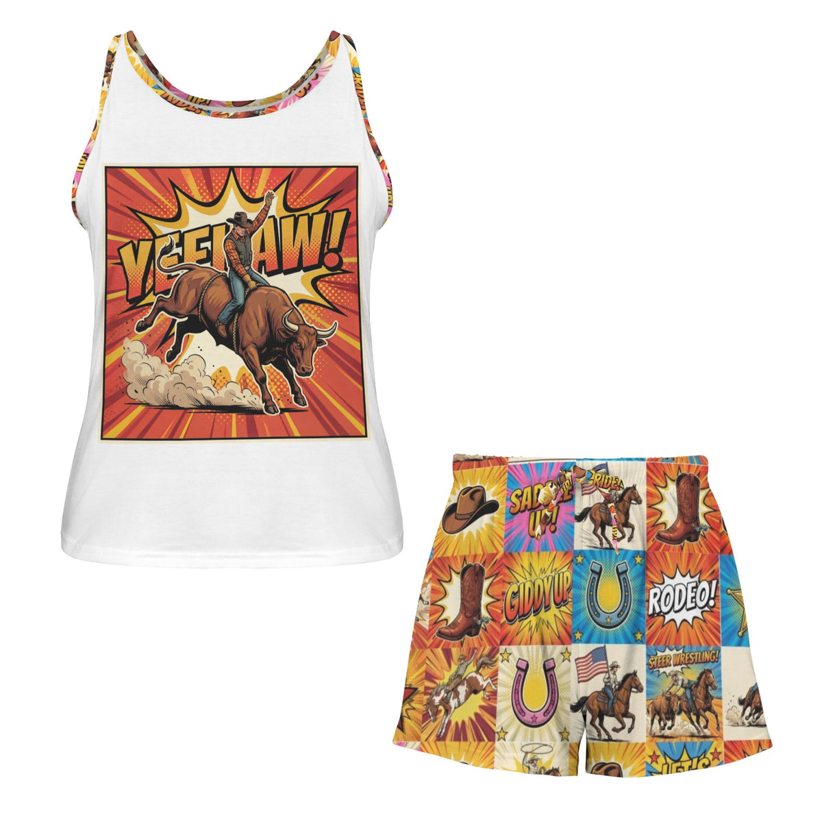 Baha Ranch The Comic Corral Rodeo Lounge Pajama Set Made in America
