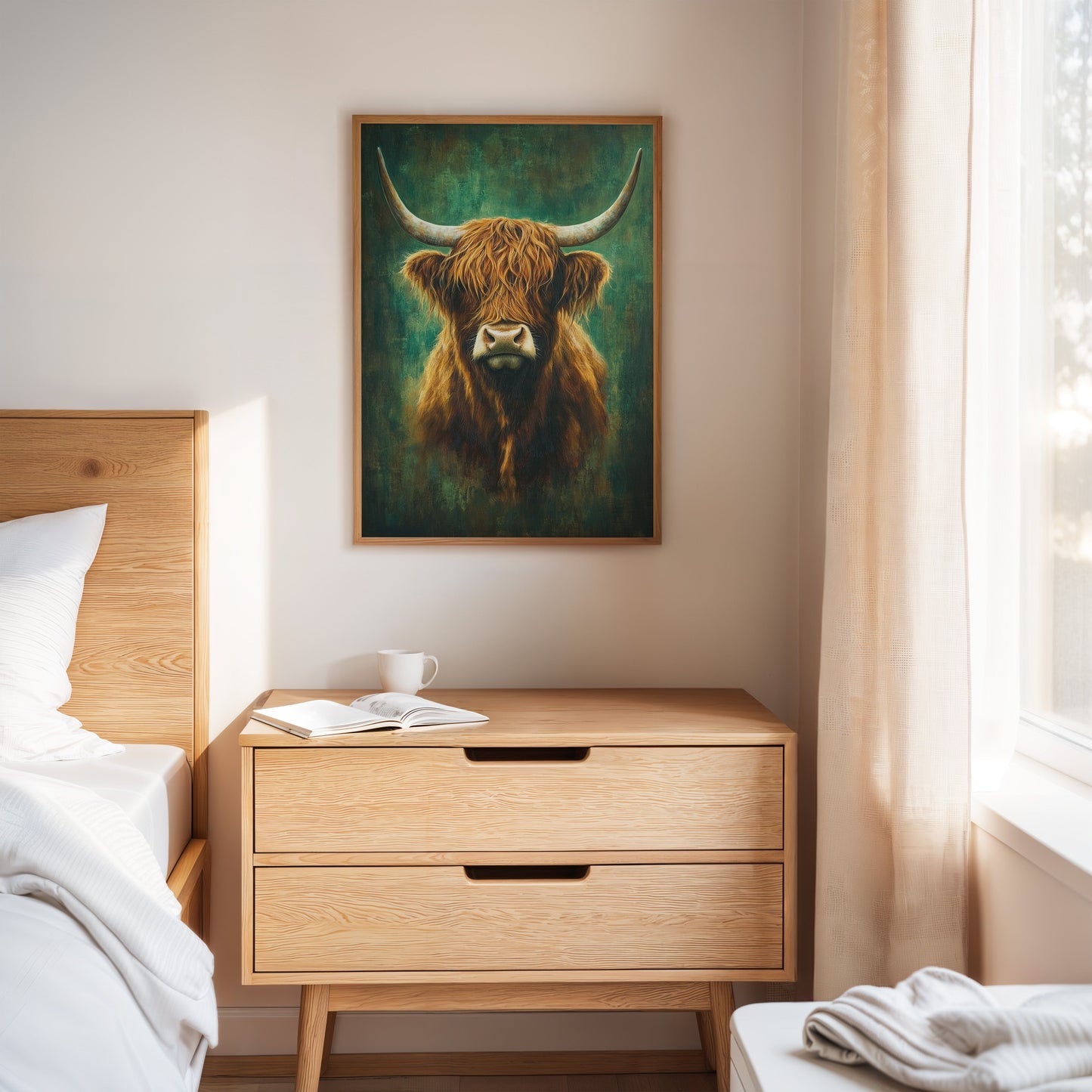 Highland Majesty in Emerald Light Western Farm Cow Ranch Wall Decor