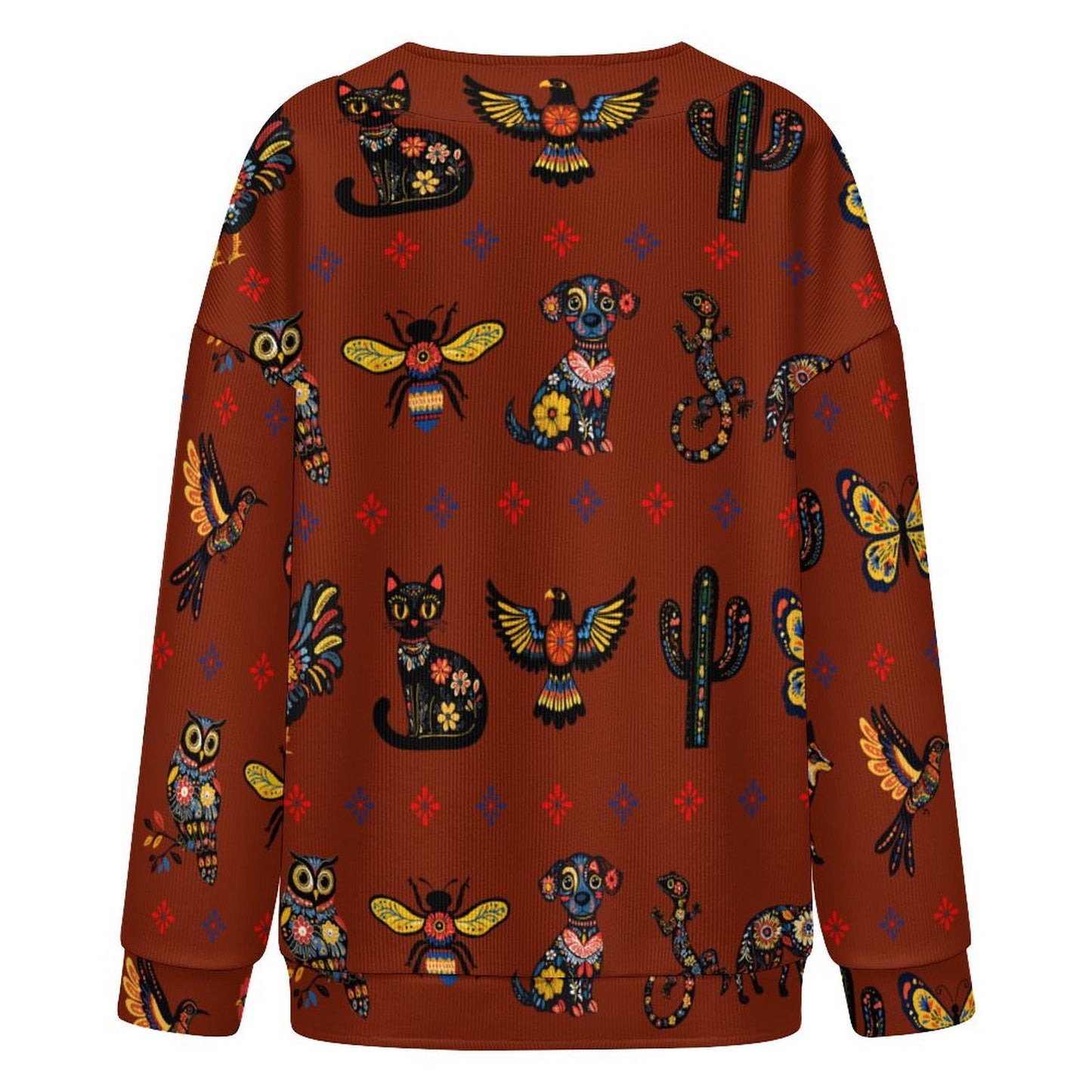 Colores de Mexico Talavera Floral Animals Drop Shoulder Cardigan