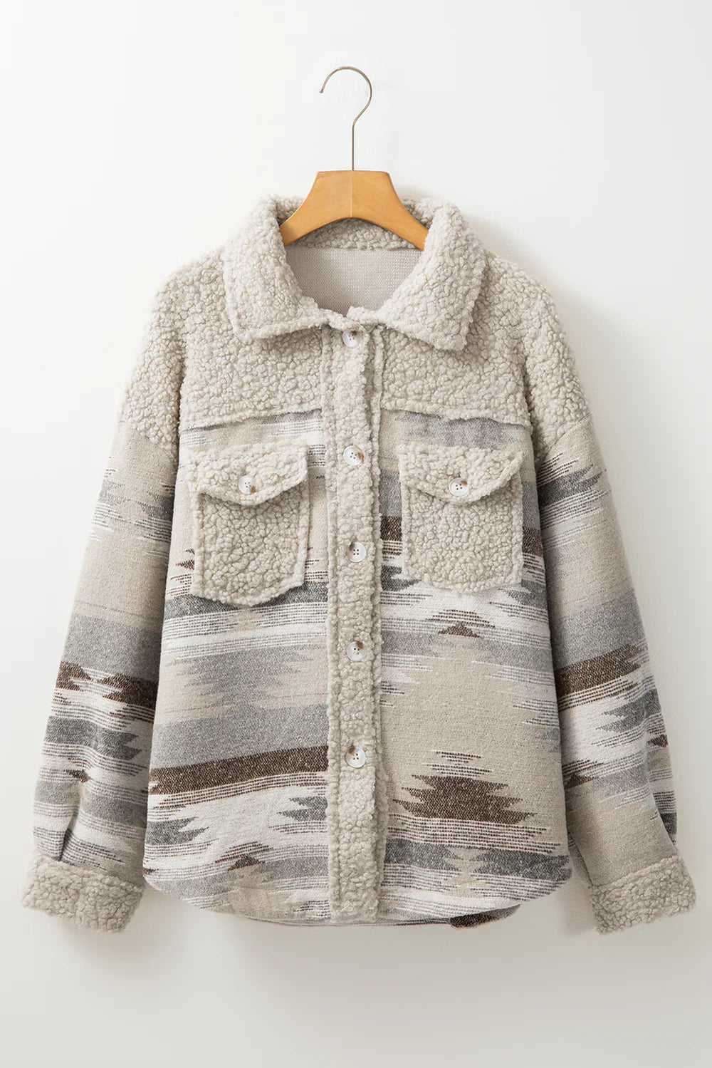 Aztec Button Up Long Sleep Fuzzy sHacket