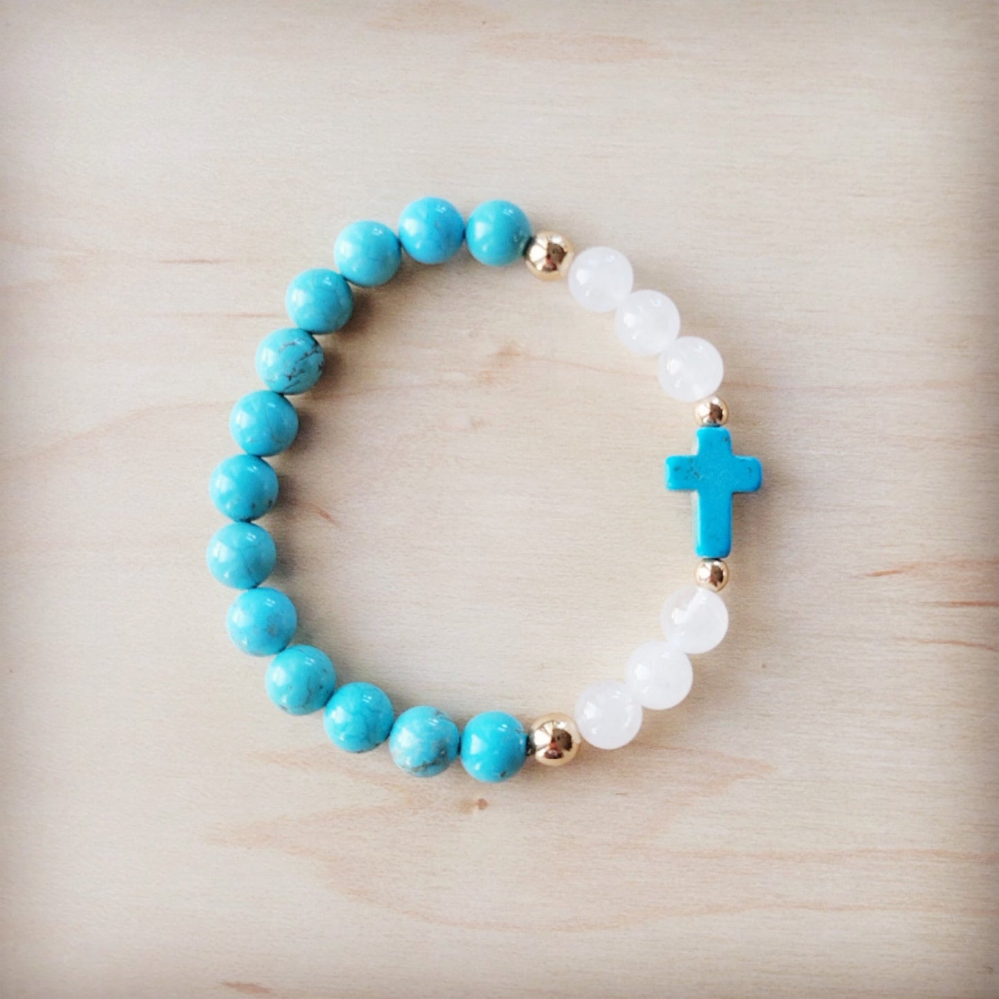 The Jewelry Junkie Natural Jade and Howlite Beaded Stretch Breacelet 806w