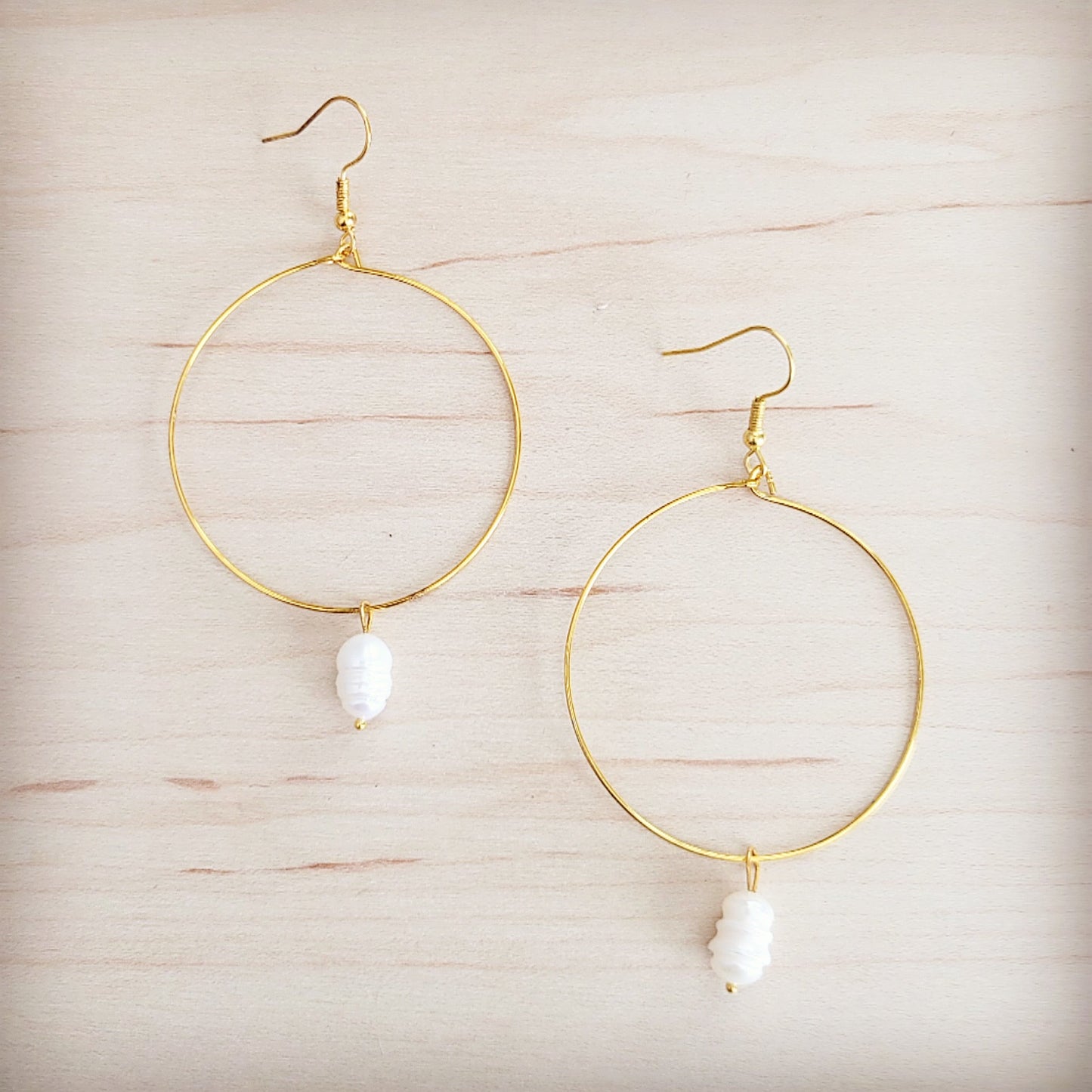 The Jewelry Junkie Beaded Hoop Earrings- Freshwater Pearl Dangle 200bf