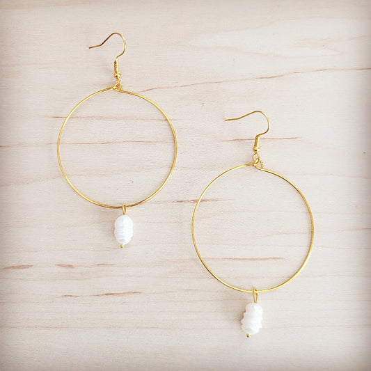 The Jewelry Junkie Beaded Hoop Earrings- Freshwater Pearl Dangle 200bf