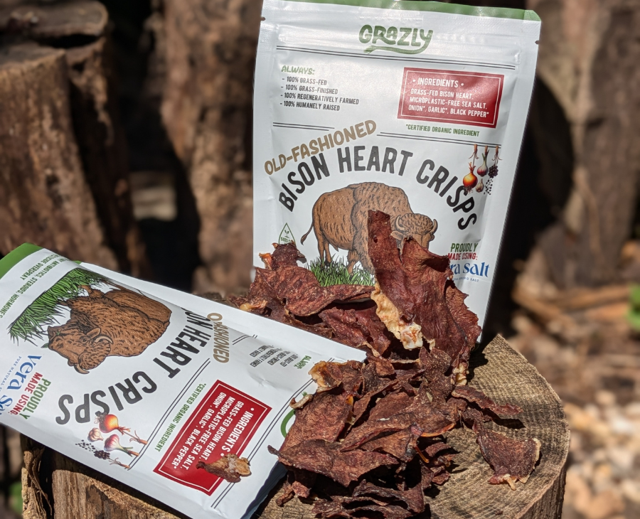 Grazly Bison Heart Crisps - 100% Grass-Fed/Finished