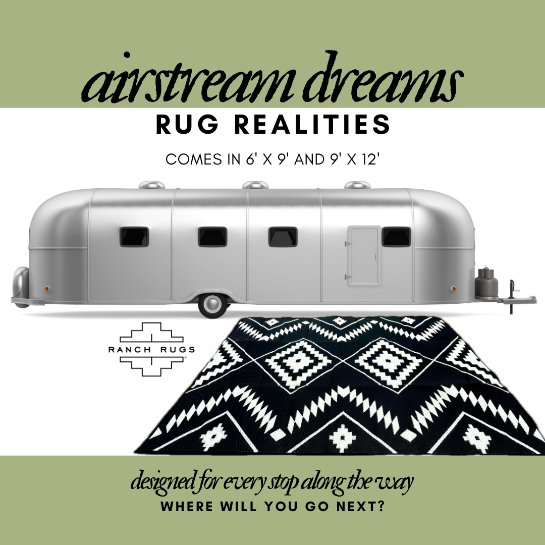 Black + Ivory - 9ft x 12ft - RANCH RUGS  -THE DAVIS - Aztec Outdoor Rug Floor Covering