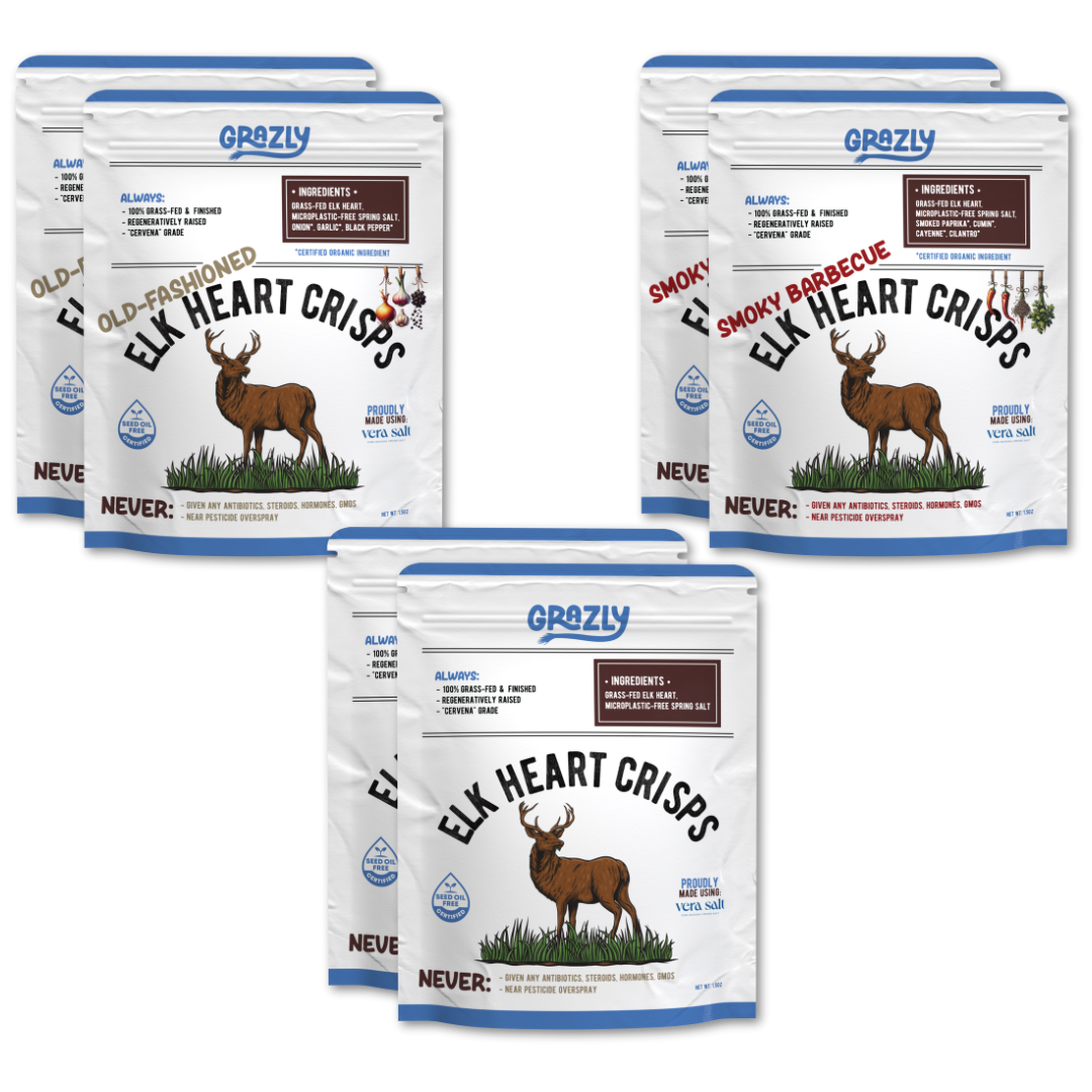 Grazly Elk Heart Crisp Variety Pack