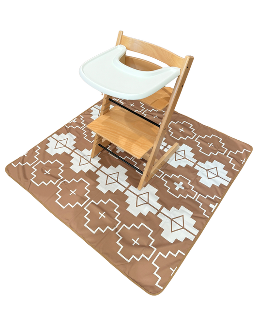 NEW! SPLAT MAT - TAN - for High Chairs + Play Time Messes Aztec Southwestern Western