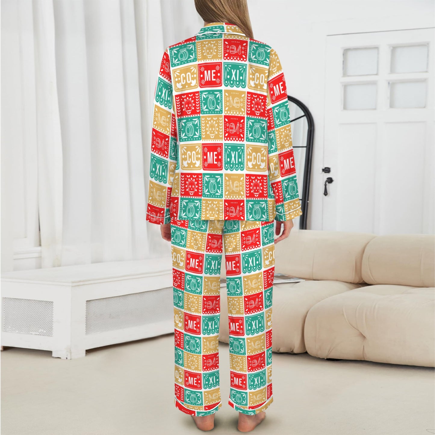 Colores De Mexico Picado Womens Satin Pajamas