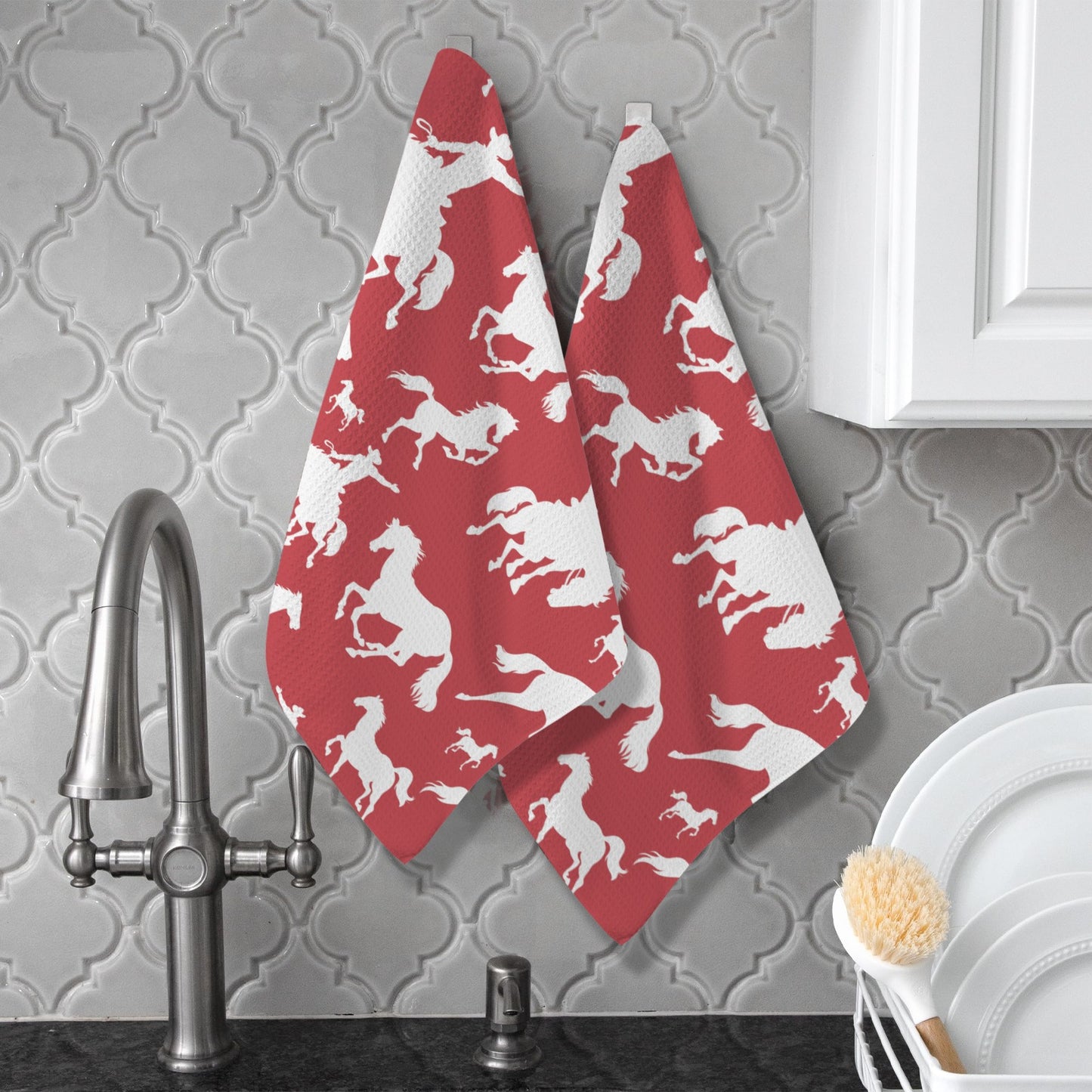 Red Rodeo Cowboy Set of 2 Dish Towels Made in America