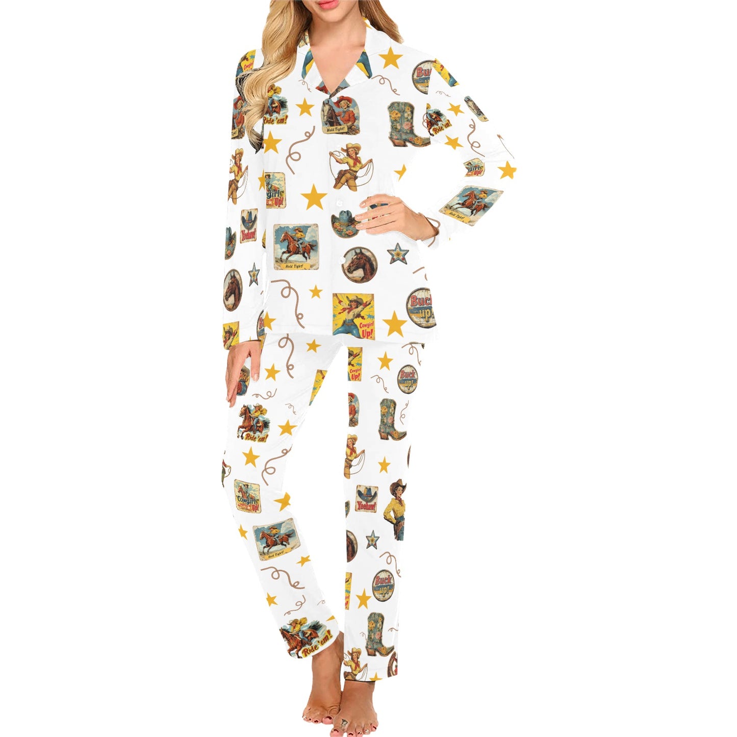 Vintage Cowgirl Collage Pajama set